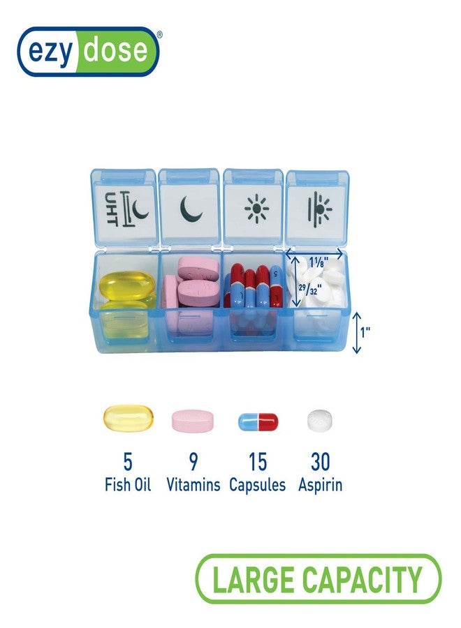 Ezy Dose Weekly (7-Day) Pill Case, Medicine Planner, Vitamin Organizer Box, Convenient and Easy to Use, X-Large Pop-Out Compartments, 4 Times a Day, Rainbow Lids with Case, BPA Free - Image 4